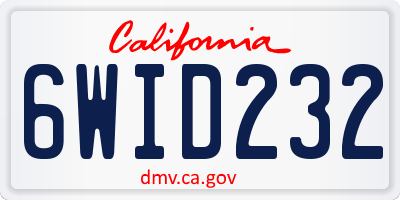 CA license plate 6WID232