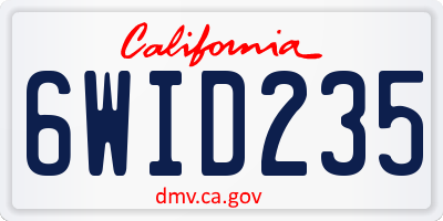 CA license plate 6WID235