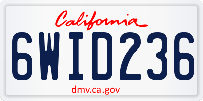 CA license plate 6WID236