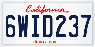 CA license plate 6WID237