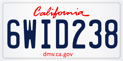 CA license plate 6WID238