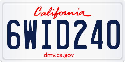 CA license plate 6WID240