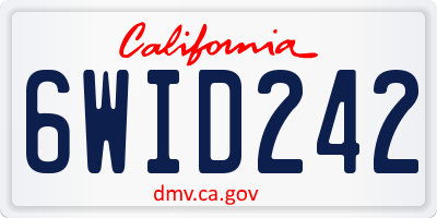 CA license plate 6WID242