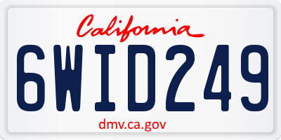 CA license plate 6WID249