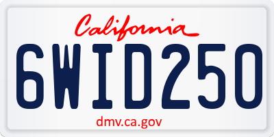 CA license plate 6WID250