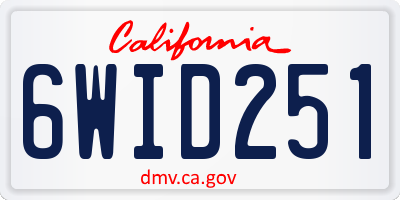 CA license plate 6WID251