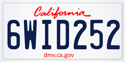 CA license plate 6WID252