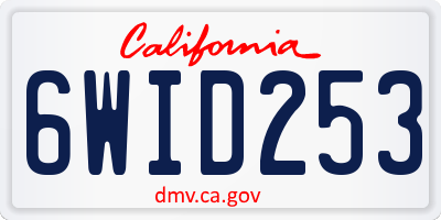 CA license plate 6WID253