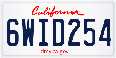 CA license plate 6WID254