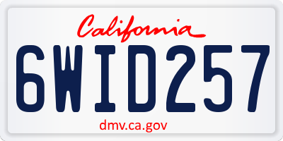 CA license plate 6WID257