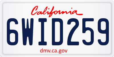 CA license plate 6WID259