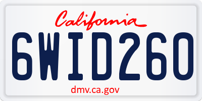 CA license plate 6WID260