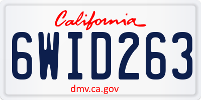 CA license plate 6WID263