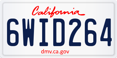 CA license plate 6WID264