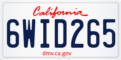 CA license plate 6WID265