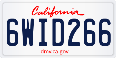 CA license plate 6WID266