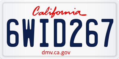 CA license plate 6WID267