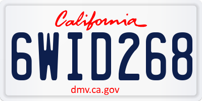 CA license plate 6WID268
