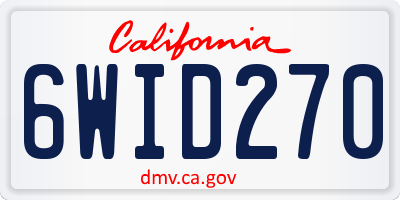 CA license plate 6WID270
