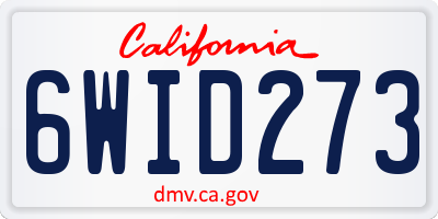 CA license plate 6WID273