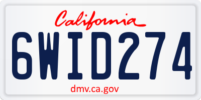 CA license plate 6WID274