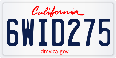 CA license plate 6WID275