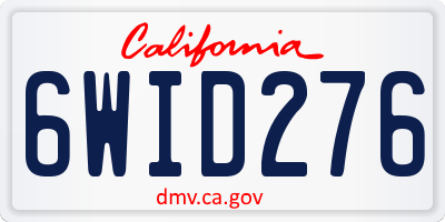 CA license plate 6WID276