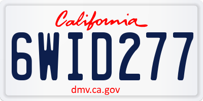 CA license plate 6WID277