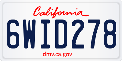 CA license plate 6WID278
