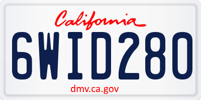 CA license plate 6WID280