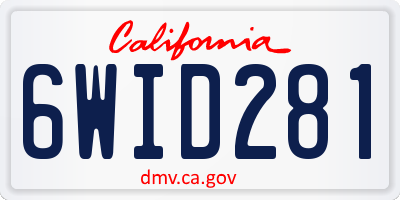 CA license plate 6WID281