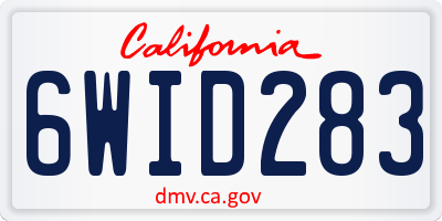 CA license plate 6WID283