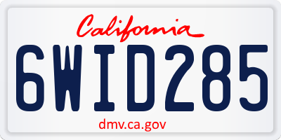 CA license plate 6WID285