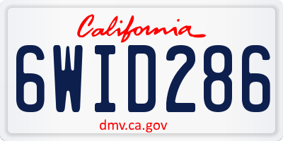 CA license plate 6WID286