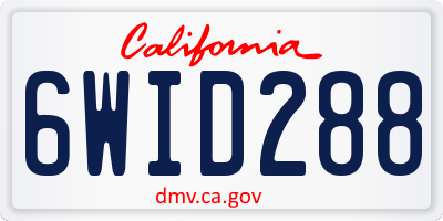 CA license plate 6WID288