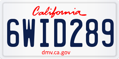 CA license plate 6WID289