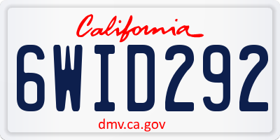 CA license plate 6WID292