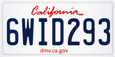 CA license plate 6WID293