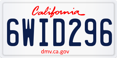 CA license plate 6WID296