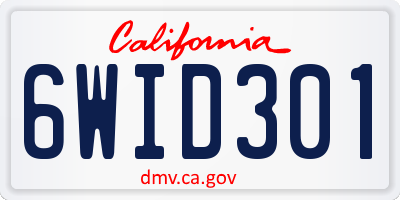 CA license plate 6WID301