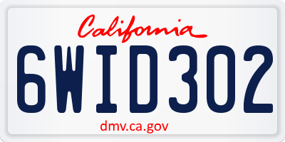 CA license plate 6WID302