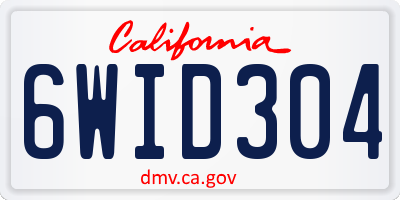 CA license plate 6WID304