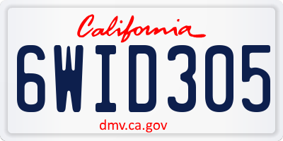 CA license plate 6WID305