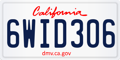 CA license plate 6WID306