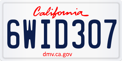 CA license plate 6WID307