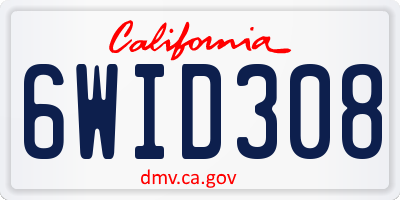 CA license plate 6WID308