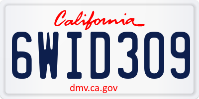 CA license plate 6WID309