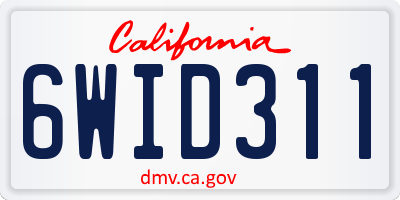 CA license plate 6WID311