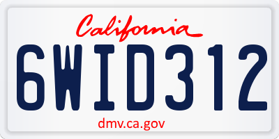 CA license plate 6WID312