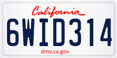 CA license plate 6WID314